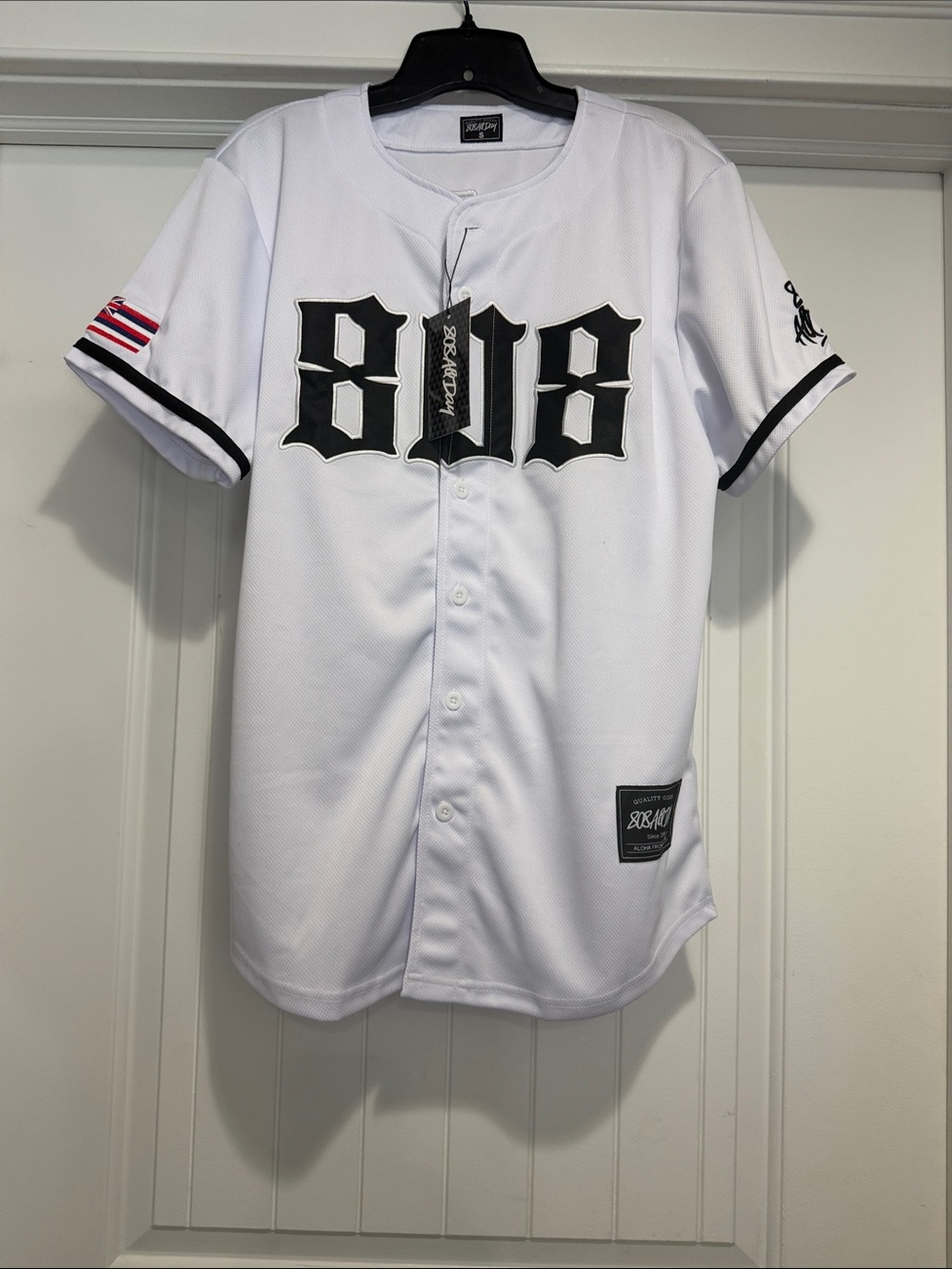 808allday JERSEY 808 all day HAWAII Black White Button Jersey Size S.